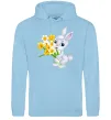 Мужская толстовка (худи) Заєць з нарцисами Голубой фото