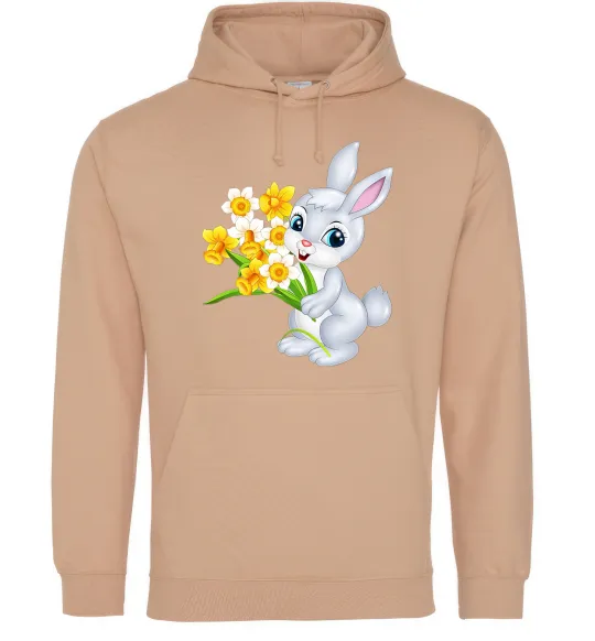 Жіноча толстовка (худі) Заєць з нарцисами Пісочний фото