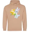 Жіноча толстовка (худі) Заєць з нарцисами Пісочний фото