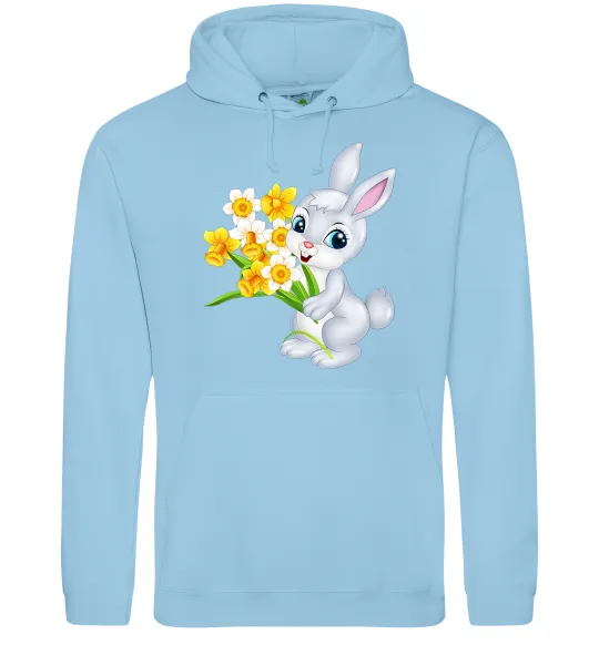 Жіноча толстовка (худі) Заєць з нарцисами Блакитний фото