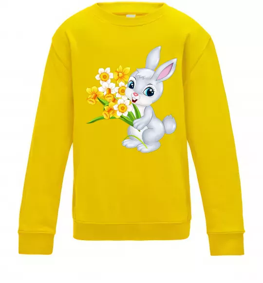 Дитячий світшот Заєць з нарцисами Сонячно жовтий фото