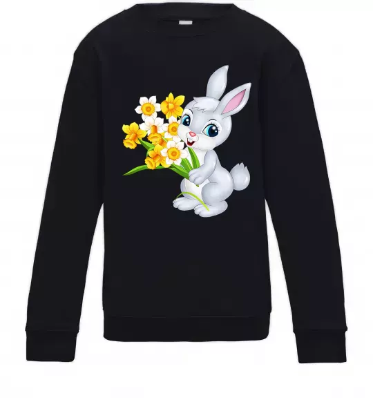 Дитячий світшот Заєць з нарцисами Чорний фото
