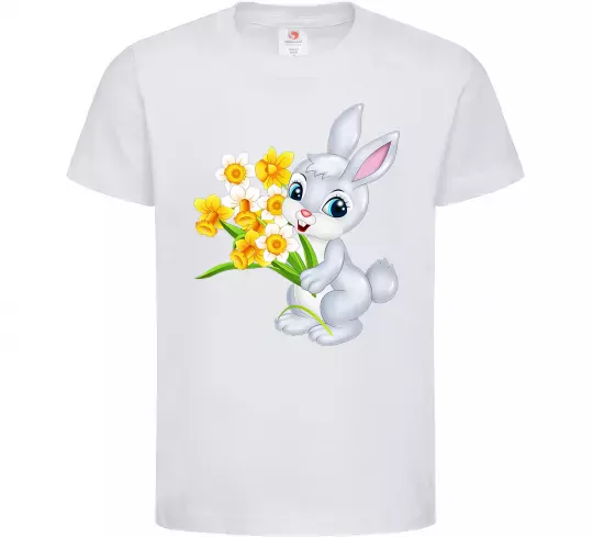 Дитяча футболка Заєць з нарцисами Білий фото