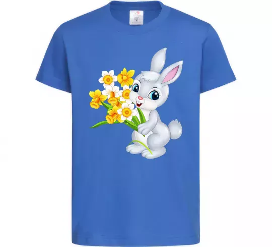 Дитяча футболка Заєць з нарцисами Яскраво-синій фото