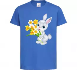 Детская футболка Заєць з нарцисами Ярко-синий фото