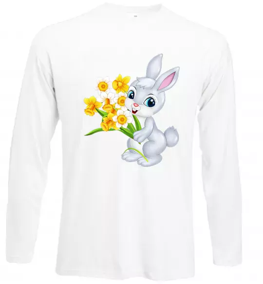Лонгслів Заєць з нарцисами Білий фото