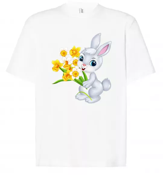 Футболка Оверсайз Заєць з нарцисами Белый фото