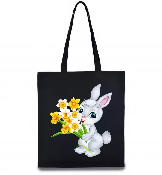 Эко-сумка Заєць з нарцисами Черный фото