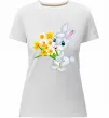 Жіноча преміум футболка Заєць з нарцисами Білий фото