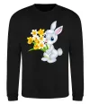 Свитшот Заєць з нарцисами Черный фото