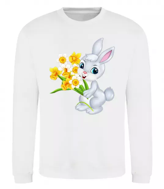 Свитшот Заєць з нарцисами Белый фото