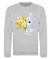 Свитшот Заєць з нарцисами Серый меланж фото