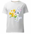 Чоловіча преміум футболка Заєць з нарцисами Білий фото