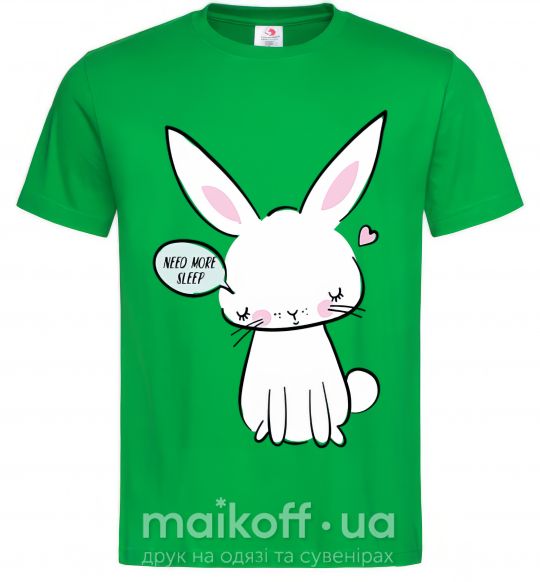 Мужская футболка Need more sleep rabbit Зеленый фото