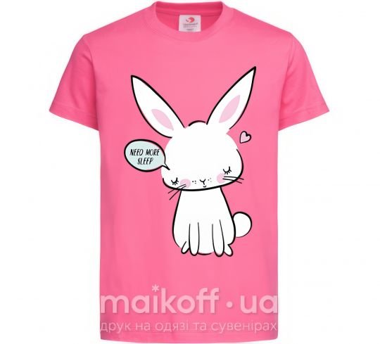 Дитяча футболка Need more sleep rabbit Яскраво-рожевий фото