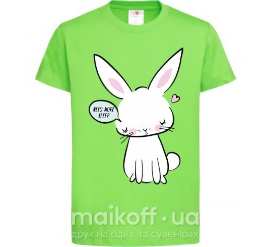Детская футболка Need more sleep rabbit Лаймовый фото