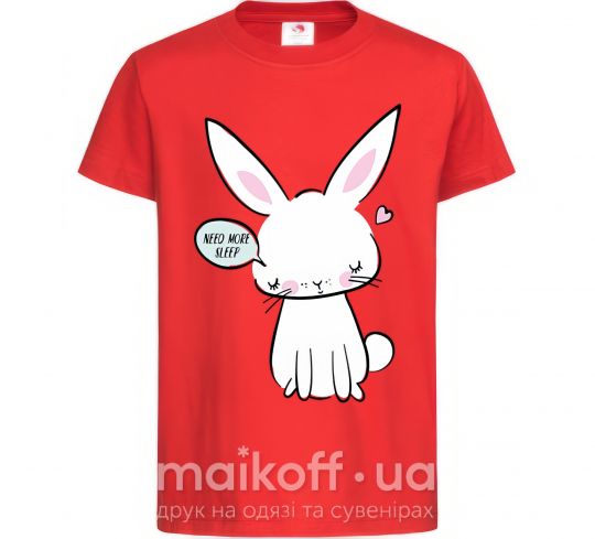Детская футболка Need more sleep rabbit Красный фото