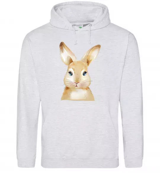 Жіноча толстовка (худі) Рудий кролик Сірий меланж фото