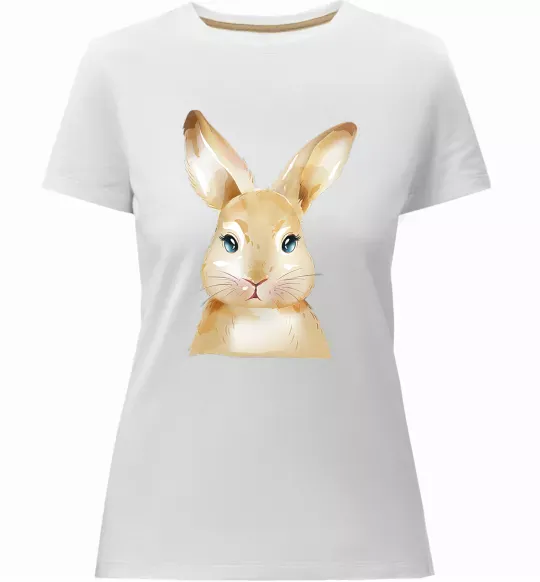 Женская премиум футболка Рудий кролик Белый фото