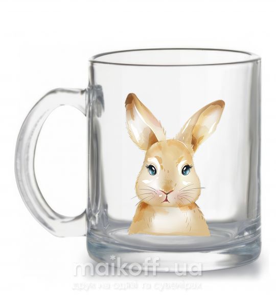 Чашка скляна Рыжий кролик Прозорий фото