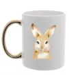 Чашка з кольоровою ручкою Рудий кролик Золото фото