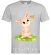 Мужская футболка Кролик на лужайке Серый фото