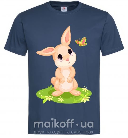 Чоловіча футболка Кролик на лужайке Темно-синій фото
