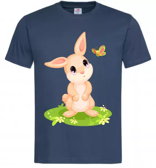 Мужская футболка Кролик на галявині Темно-синий фото
