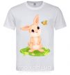 Мужская футболка Кролик на лужайке Белый фото