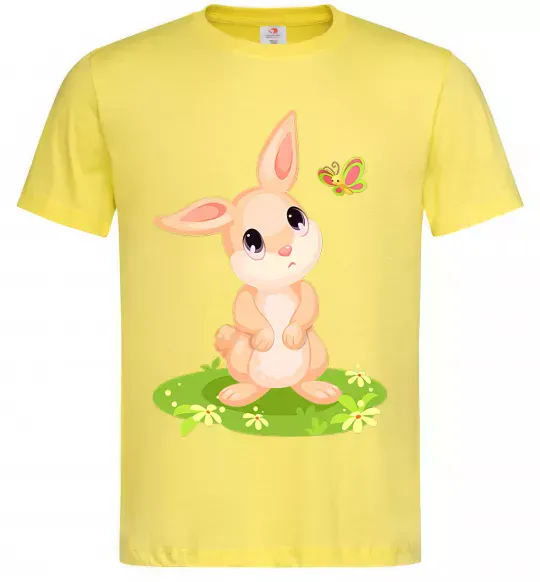 Мужская футболка Кролик на галявині Лимонный фото