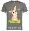 Мужская футболка Кролик на лужайке Графит фото