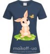 Женская футболка Кролик на лужайке Темно-синий фото