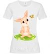 Женская футболка Кролик на лужайке Белый фото