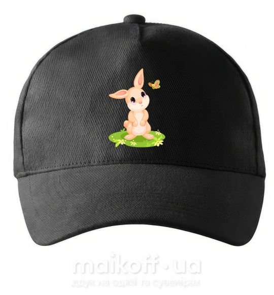 Кепка Кролик на лужайке Чорний фото