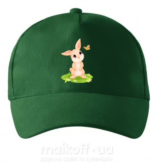Кепка Кролик на лужайке Темно-зеленый фото