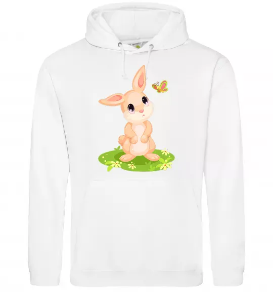 Мужская толстовка (худи) Кролик на галявині Белый фото