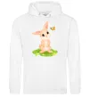 Мужская толстовка (худи) Кролик на галявині Белый фото