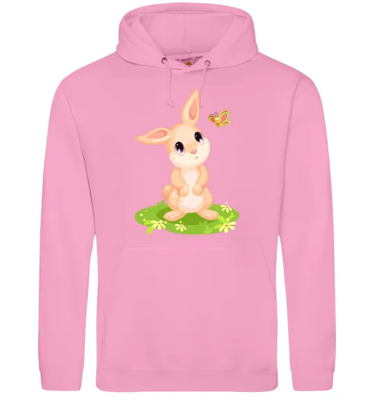Жіноча толстовка (худі) Кролик на галявині Рожевий фото