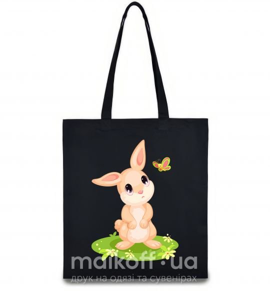 Еко-сумка Кролик на лужайке Чорний фото