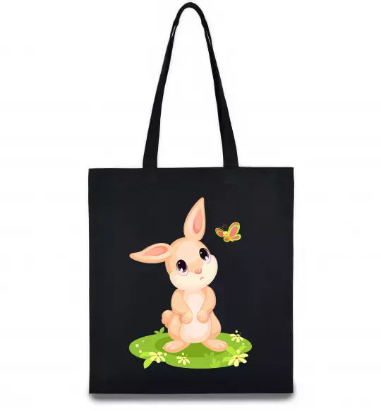 Еко-сумка Кролик на галявині Чорний фото