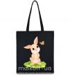 Эко-сумка Кролик на лужайке Черный фото