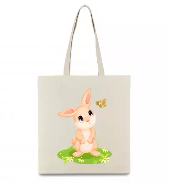 Еко-сумка Кролик на галявині Бежевий фото