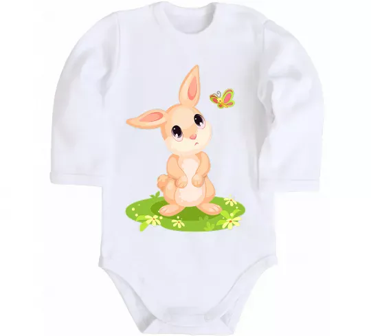 Детский боди Кролик на галявині Белый фото