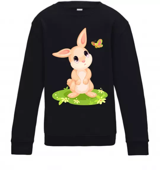 Дитячий світшот Кролик на галявині Чорний фото