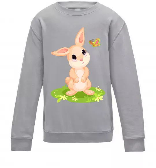 Дитячий світшот Кролик на галявині Сірий меланж фото