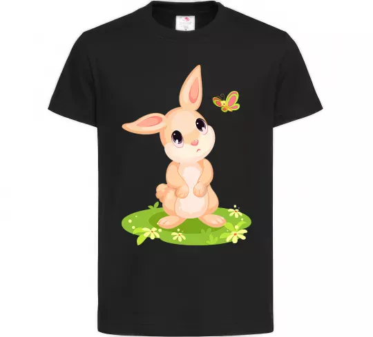 Дитяча футболка Кролик на галявині Чорний фото