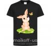 Дитяча футболка Кролик на лужайке Чорний фото