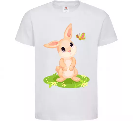 Дитяча футболка Кролик на галявині Білий фото
