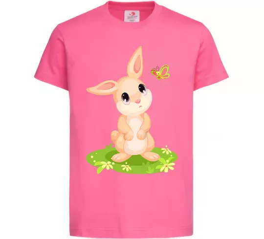 Дитяча футболка Кролик на галявині Яскраво-рожевий фото