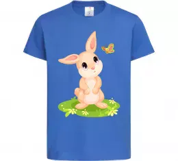 Детская футболка Кролик на галявині Ярко-синий фото